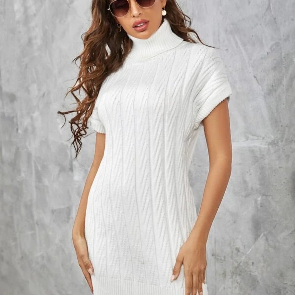 Rolled Neck Batwing Sleeve Sweater Dress. NWOT.